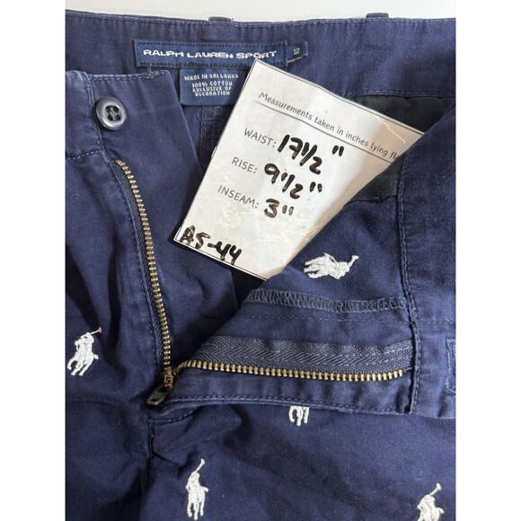Polo Ralph Lauren  Shorts Chino Flat Front Pony Logo Navy Blue Size  12 - Picture 8 of 8